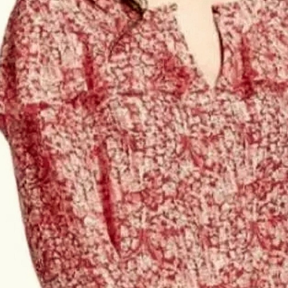 Banana Republic Floral Ruffle Blouse XSMALL Red Pink - Picture 10 of 12